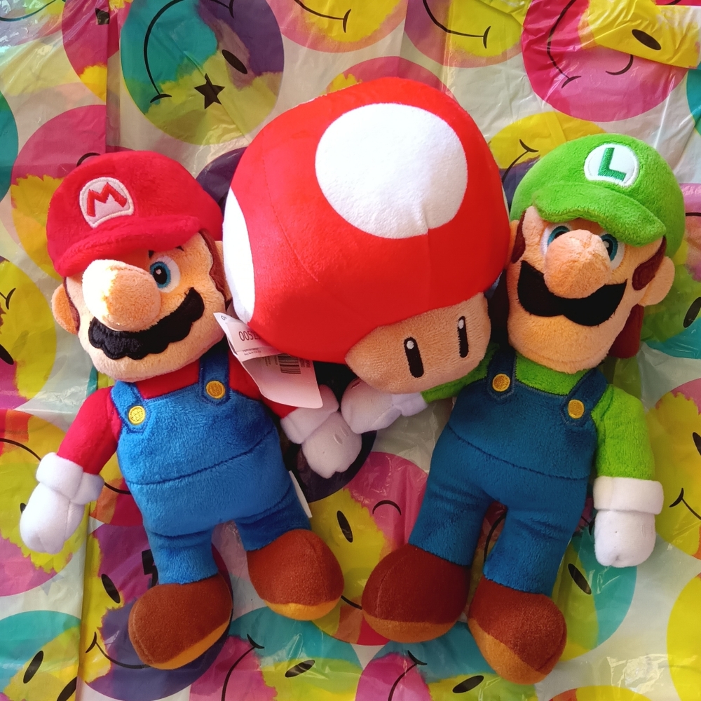 Super Mario Plush Toy Set - Red, Green, Blue